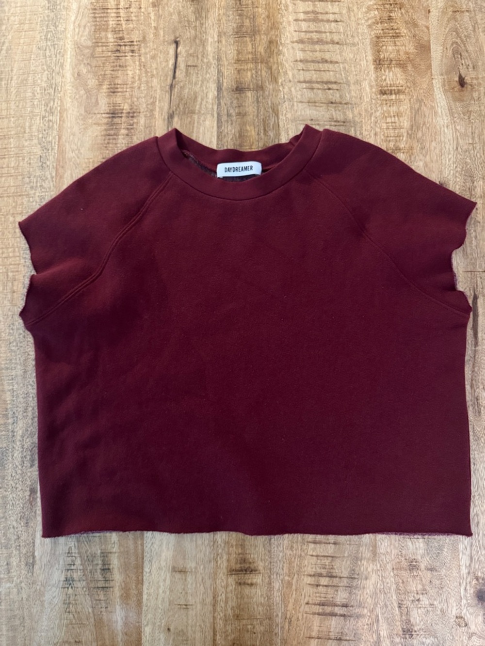 Daydreamer Wine Red Cropped Crewneck sweatshirt sleeveless boxy top NEW NO TAGS